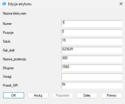 BiK Base - Edytuj atrybuty lub wymiar - edycja bloku