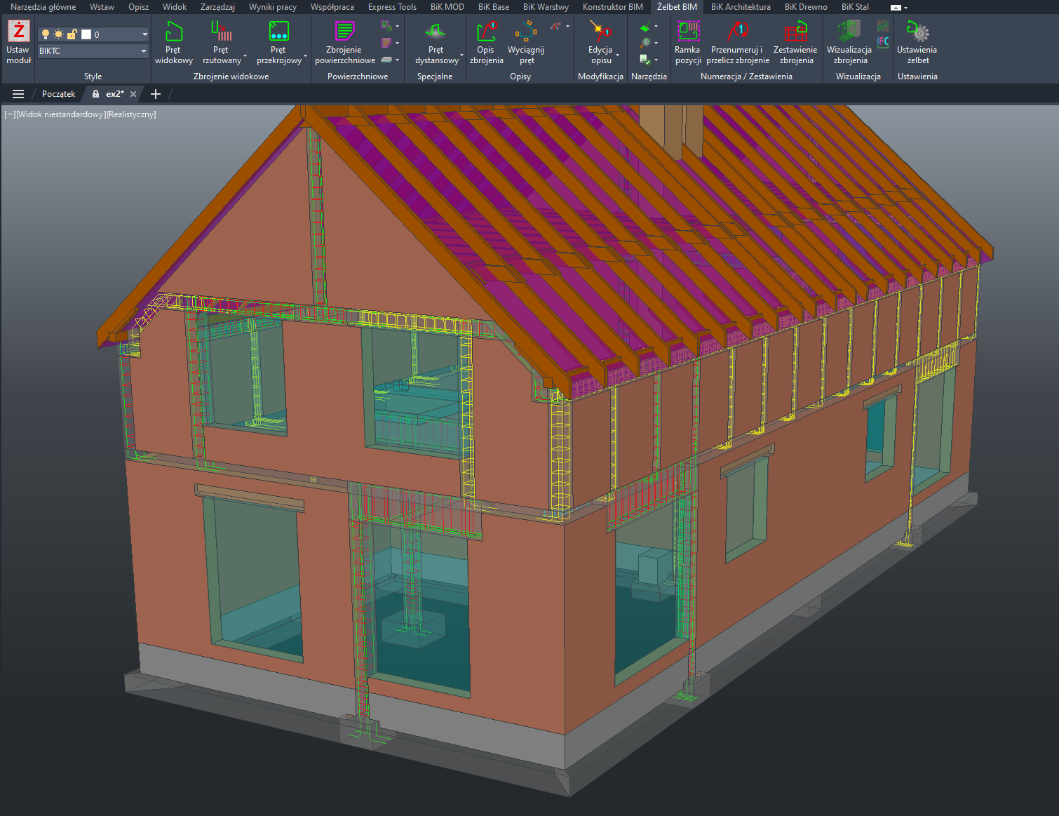 BiK Żelbet BIM - widok modelu CAD