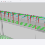 model 3D budynku wraz ze zbrojeniem elementów żelbetowych utworzony w programie BiK Żelbet BIM oraz Konstruktor BIM, wyświetlony w przeglądarce IFC Trimble Connect