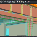 wizualizacja 3D zbrojenia belki żelbetowej, wieńca i trzpieni ściany kolankowej w programie BiK Żelbet BIM