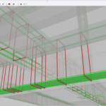 model 3D przenikających się belek żelbetowych utworzony w programie BiK Żelbet BIM oraz Konstruktor BIM, wyświetlony w przeglądarce IFC Trimble Connect